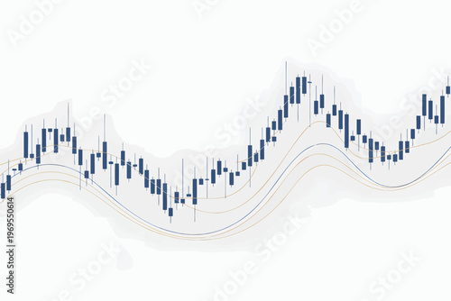 Financial candlestick chart lines abstract overlay, blue gold accents, transparent background