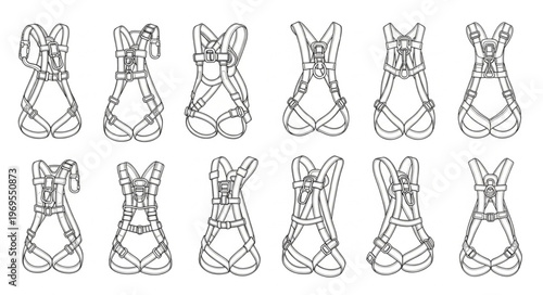 Collection of Hand-Drawn Harness Illustrations.