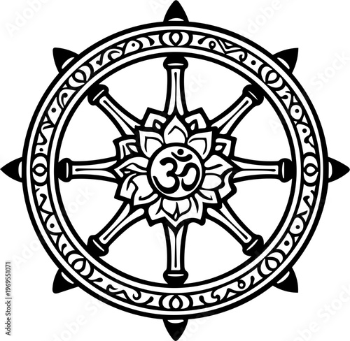 Decorative Tattoo Art Inspired by Dharmachakra  Symbol