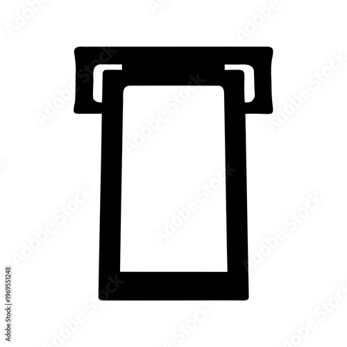 Simplified black and white image of an automated teller machine or ATM