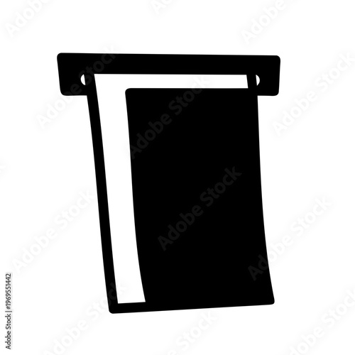 A Stylized Black and White Icon of an ATM Receipt Dispenser