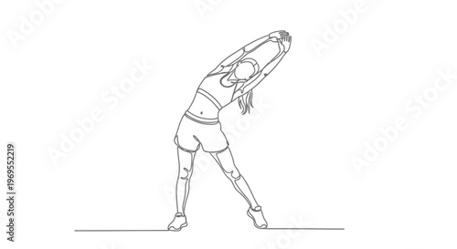 yoga, woman stretching, fitness illustration, line art, exercise vector