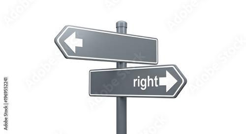 A directional signpost pointing left and right on a white background