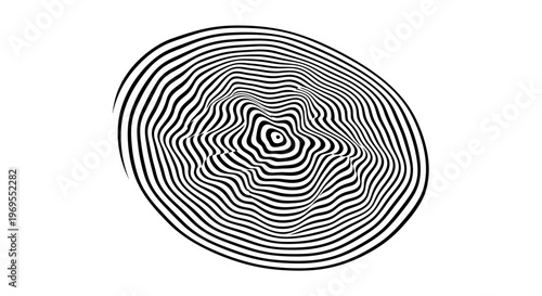 Fingerprint, biometric identification, thumb print, vector icon, black and white
