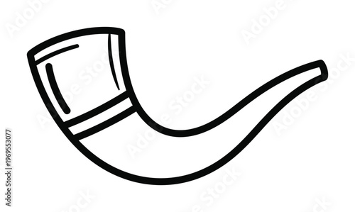 Vector of a traditional horn with a wide mouth and a curved body