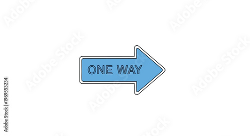 One way traffic directional sign board.