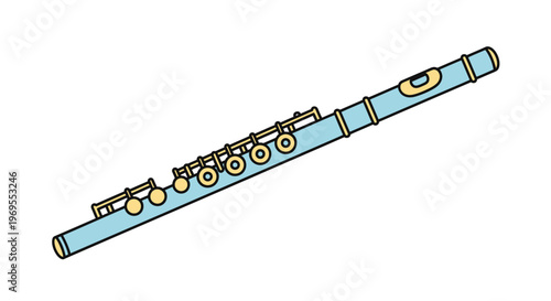 Blue and gold musical instrument flute.