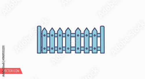 Blue wooden picket fence section.