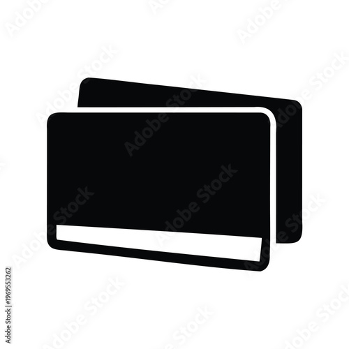 Minimalist depiction of two stacked cards representing business or credit functionality