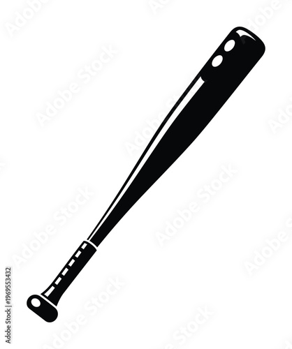 Vector of a sleek baseball bat with a smooth handle and rounded knob