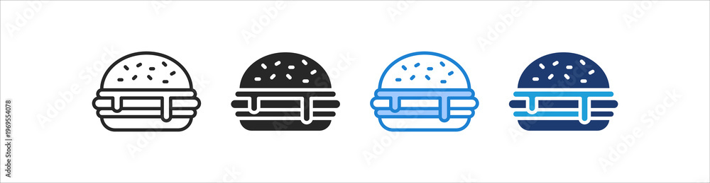 Fototapeta premium Burger Icon Set Multiple Style Vector Collection