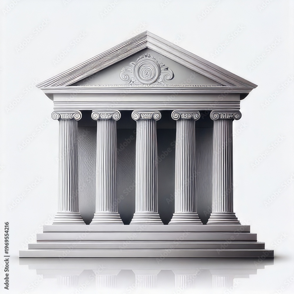 Fototapeta premium Classical building with columns and pediment, white