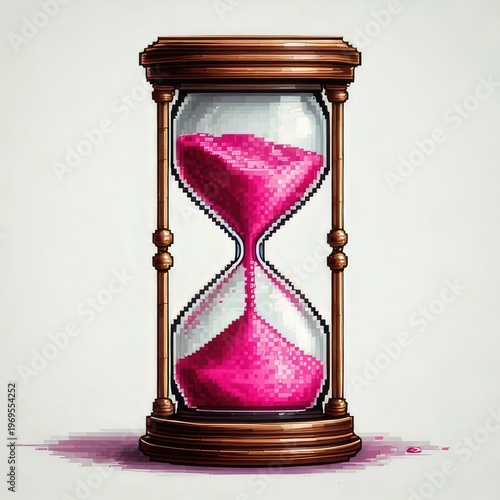Pixelated hourglass with pink sand flowing downward (2)