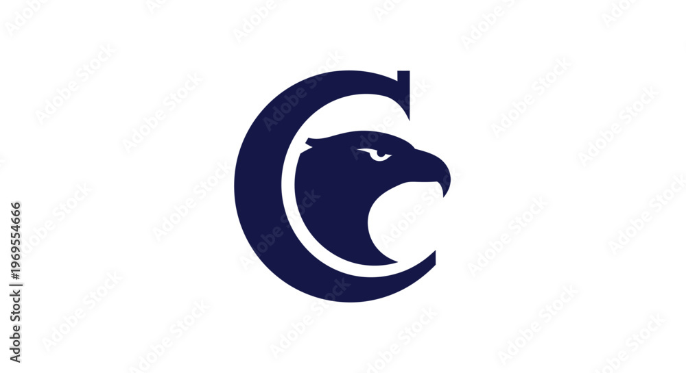 Obraz premium Abstract letter c with eagle head design corporate symbol on white