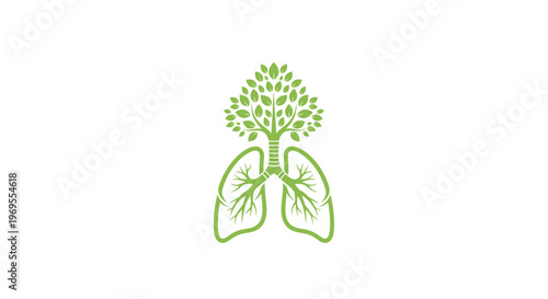 Abstract illustration of human lungs with a tree growing in between