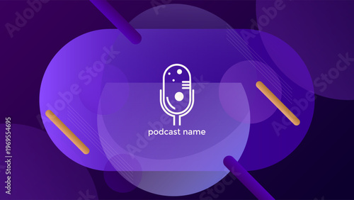 Abstract Podcast Background With Diagonal Geometric Shapes Dark Purple Gradient Colorful Simple Modern Design Vector. Good For Cover Design, Banner Design, Web Design, Social Media Template