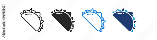 Taco Icon Set Multiple Style Vector Collection