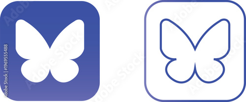 modern two different butterfly logos side by side isolated on white background, illustration