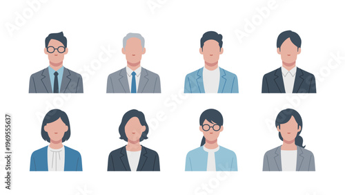 Set of faces of business people