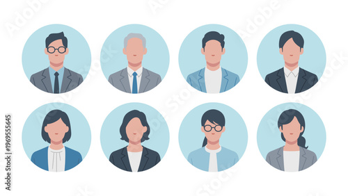 Set of business person user icons	
