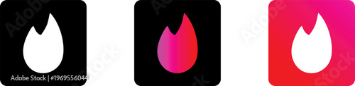 Social Media Icons set  fire icon white background