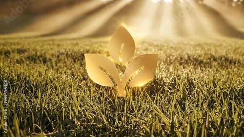 Wallpaper Mural Golden leaf in green grass. Torontodigital.ca