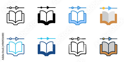 Training module icons set multiple style collection. Editable stroke 
