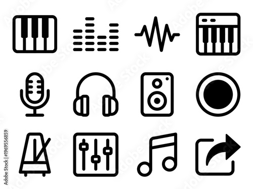 Music Production Technology Icons Collection