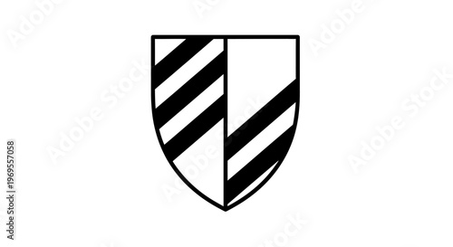 Black and white shield icon symbol.