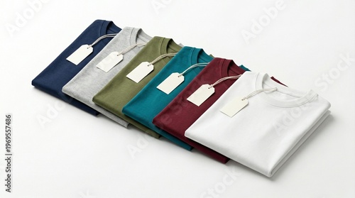 Set of Colorful Blank T-Shirts Isolated on White Background