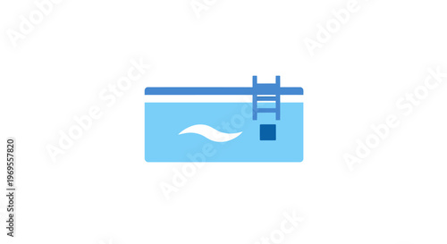 a blue swimming pool with ladder.