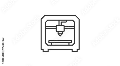 A line drawing of a 3D printer.