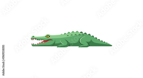 A green cartoon crocodile toy model.