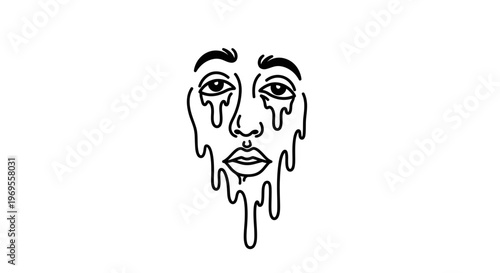 Melting face illustration with tears.