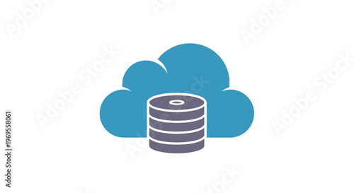 Cloud storage icon with database server.