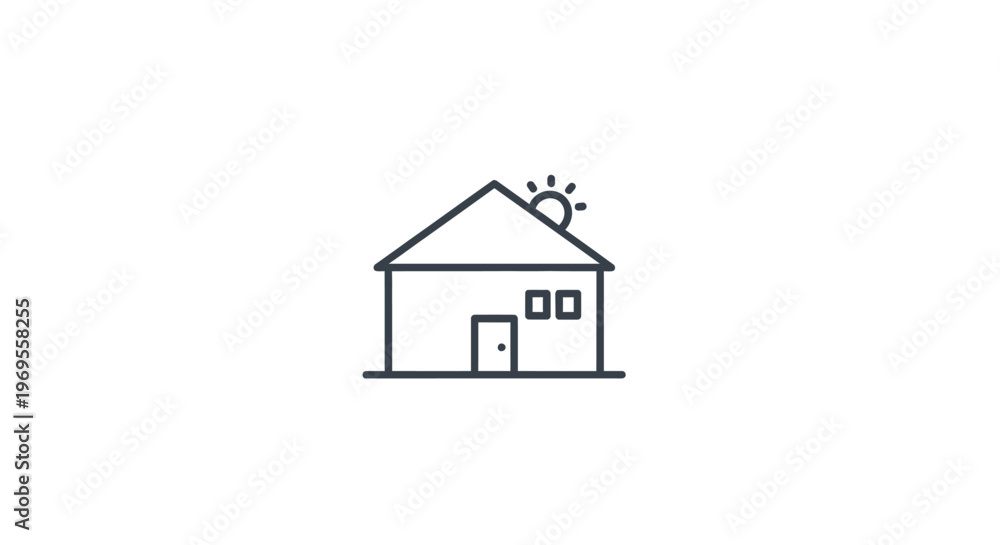 Fototapeta premium Simple line drawing of a house.