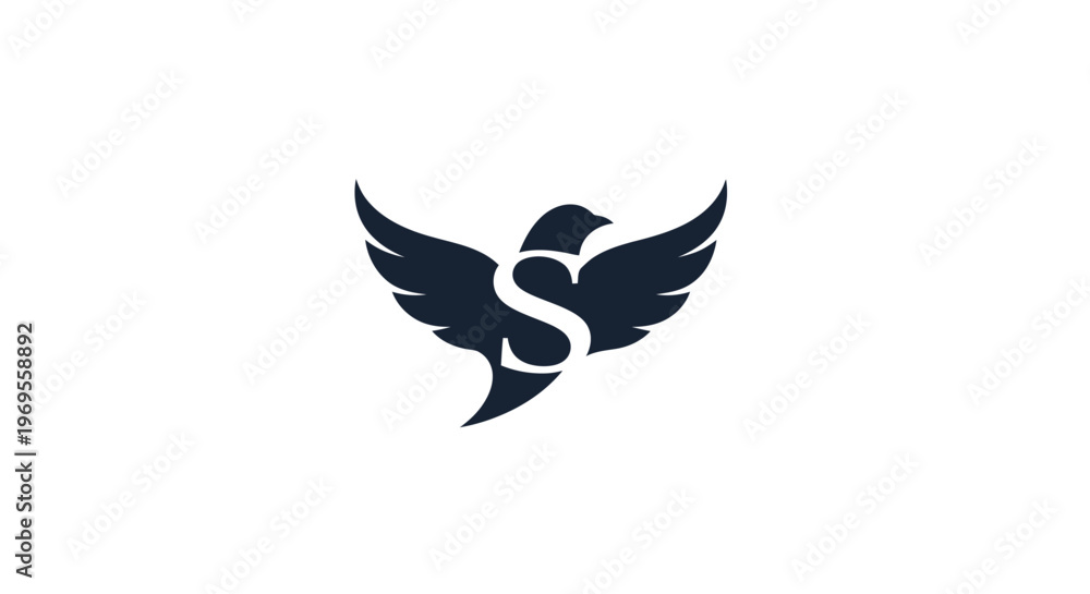 Obraz premium Elegant bird logo design with letter s symbolizing freedom and flight