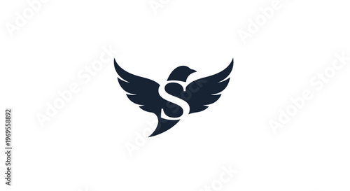 Elegant bird logo design with letter s symbolizing freedom and flight