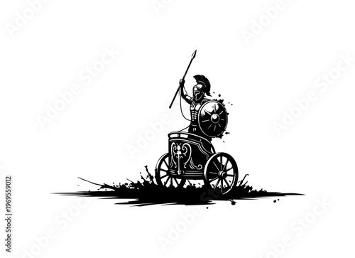 Ancient Warrior Chariot Vector Illustration