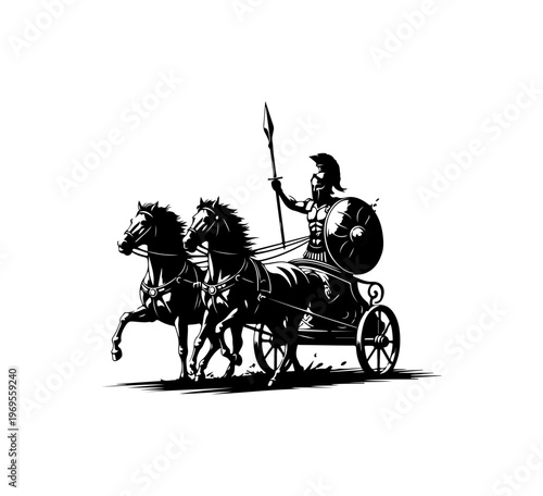 Ancient Roman Chariot Rider on Horse