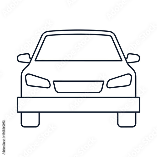 Minimalist vector of a car shown from the front view with a blank bumper area.