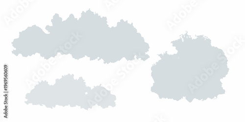 Abstract gray shapes resembling landmasses or cloud formations