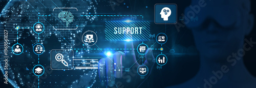 Business, Technology, Internet and network concept. Technical Support Center customer service. 3d illustration