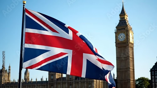 Wallpaper Mural Union Jack flag waving in front of Big Ben in London Torontodigital.ca
