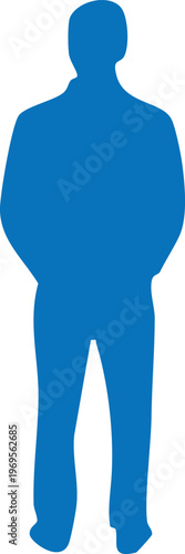 Blue Silhouette of Confidence: A striking blue silhouette of a person in a professional attire, the very embodiment of poise and expertise.