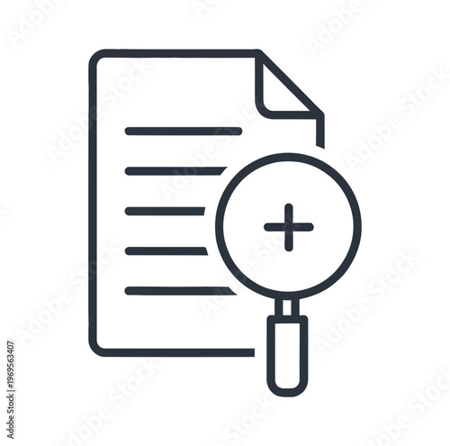 Magnifying glass is used to examine a document closely.