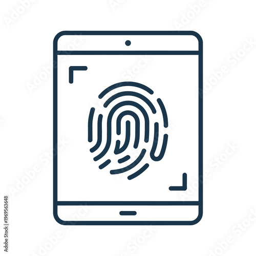 Smartphone displaying a digital fingerprint scan icon