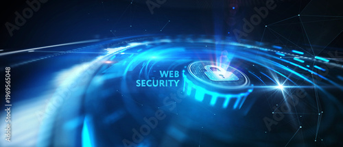 Web security. Cyber security, computer data encryption and internet protection. 3d illustration