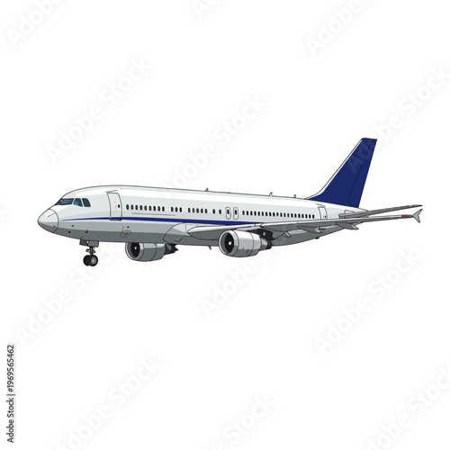 Airplane flying through clear blue sky.