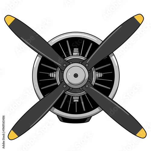 Airplane propeller with four blades.